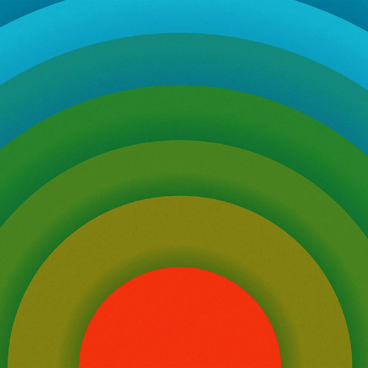Waves of shaded color, interrupted at regular intervals by hard edges