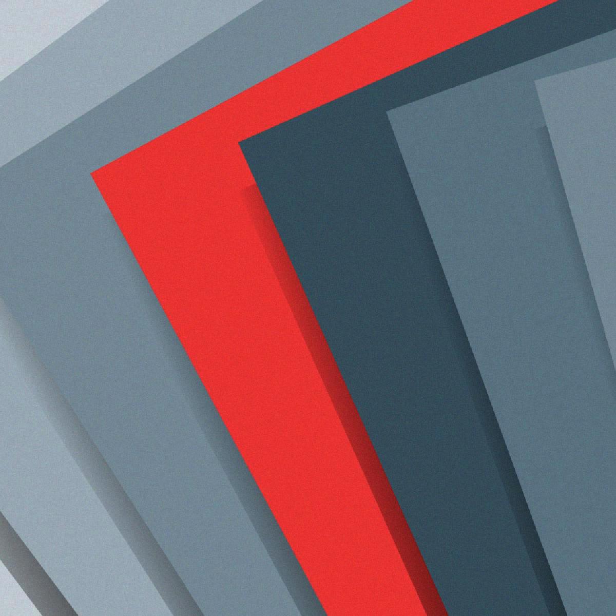 Waves of shaded color, interrupted at regular intervals by hard edges