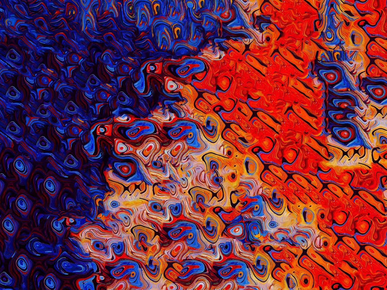 This graphic design is an experiment and was generated by Photoshop algorithms. The image format is very large and the colors are contrasting.